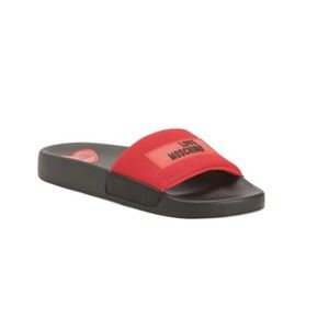 LOVE MOSCHINO Red Mesh Logo Slide Sandals Size 9 (40)